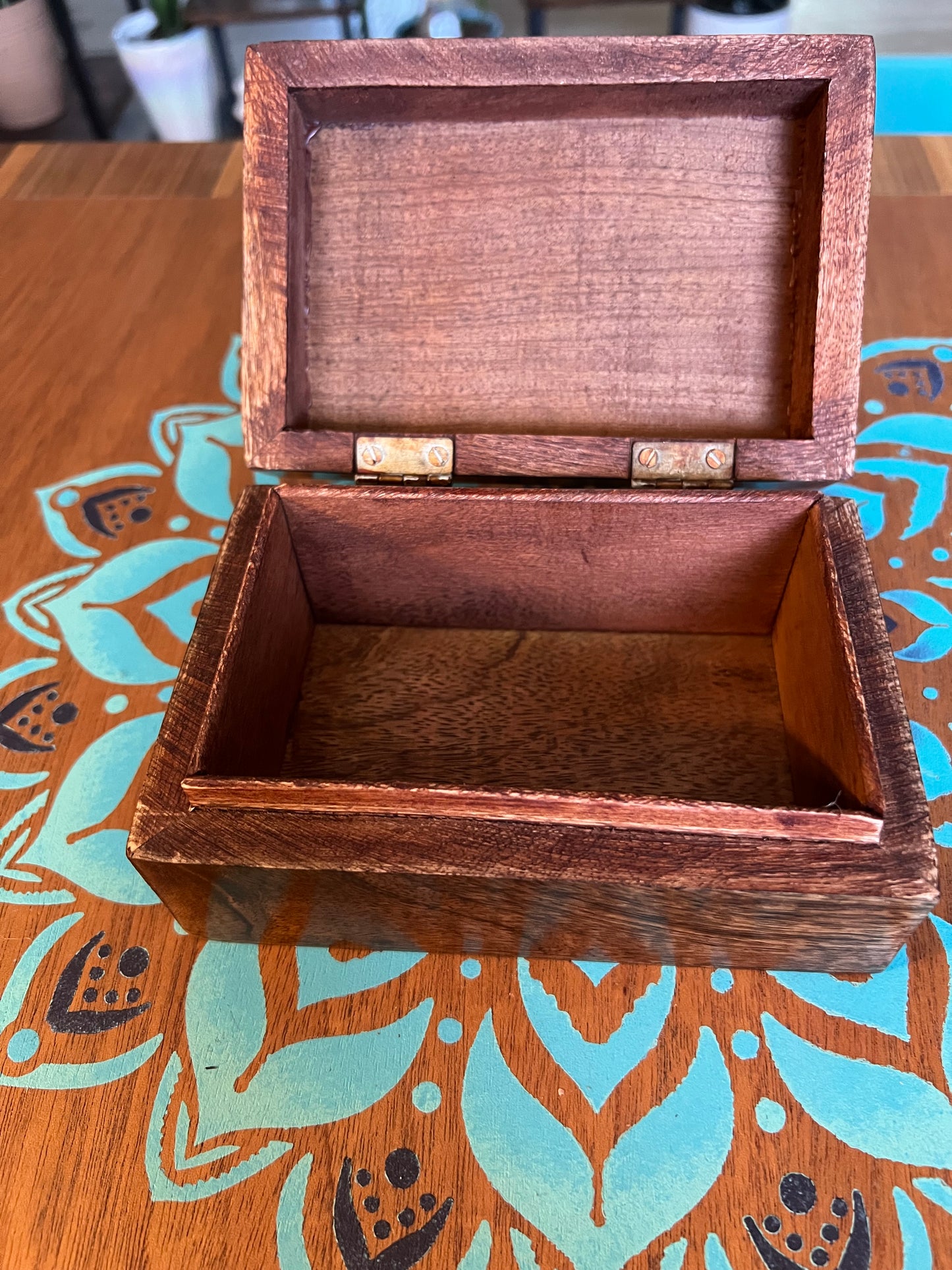 Carved swirl wooden box