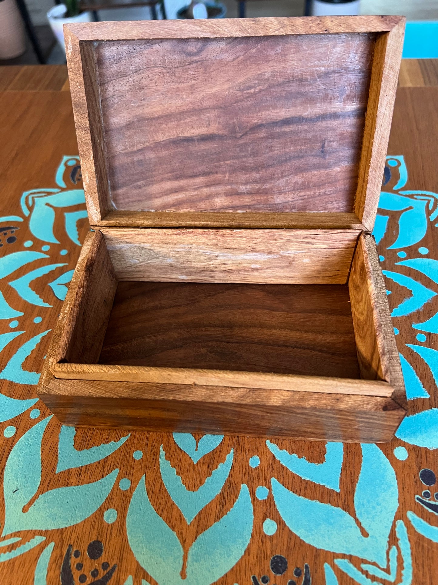 Carved dream catcher wooden box