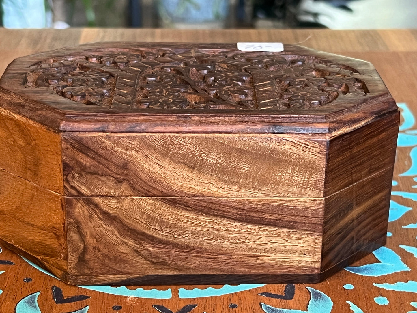 Carved floral wooden box