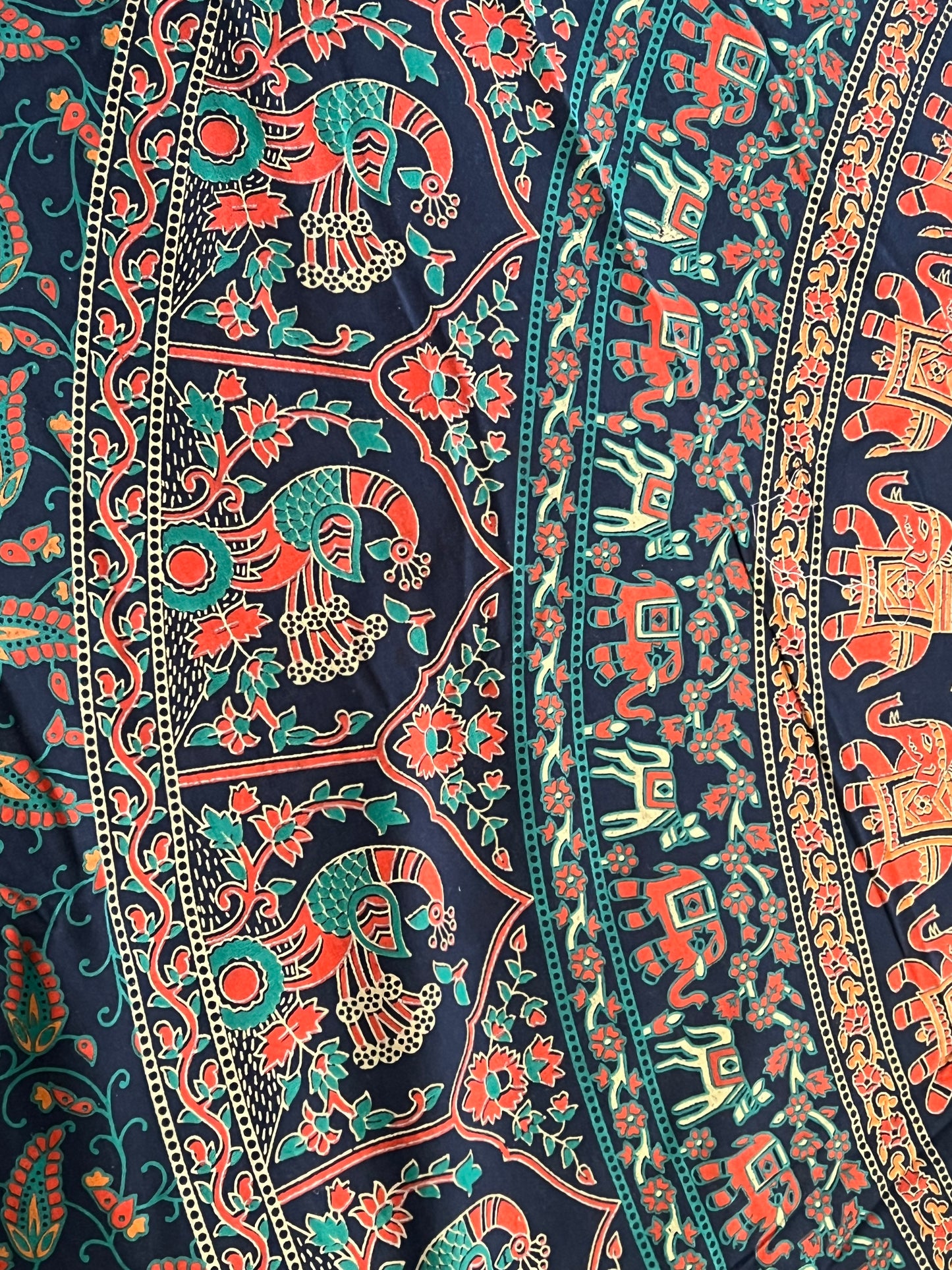 Blue peacock & elephant tapestry