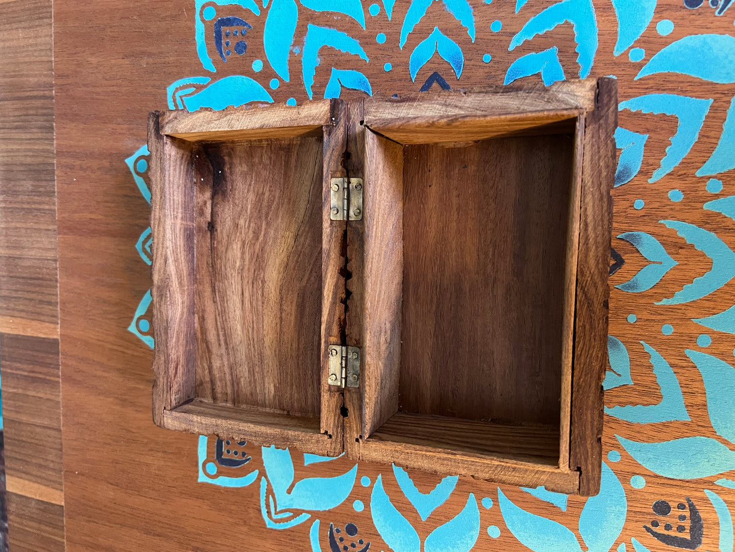 Carved flower wooden box