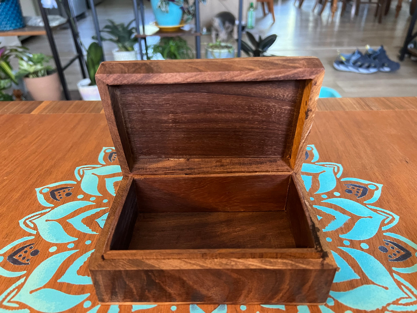 Carved Om wooden box