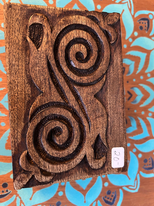 Carved swirl wooden box