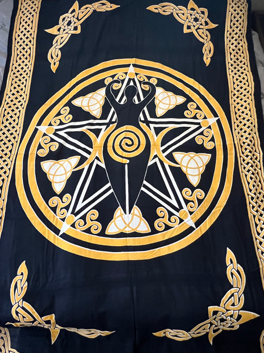 Goddess pentagram tapestry